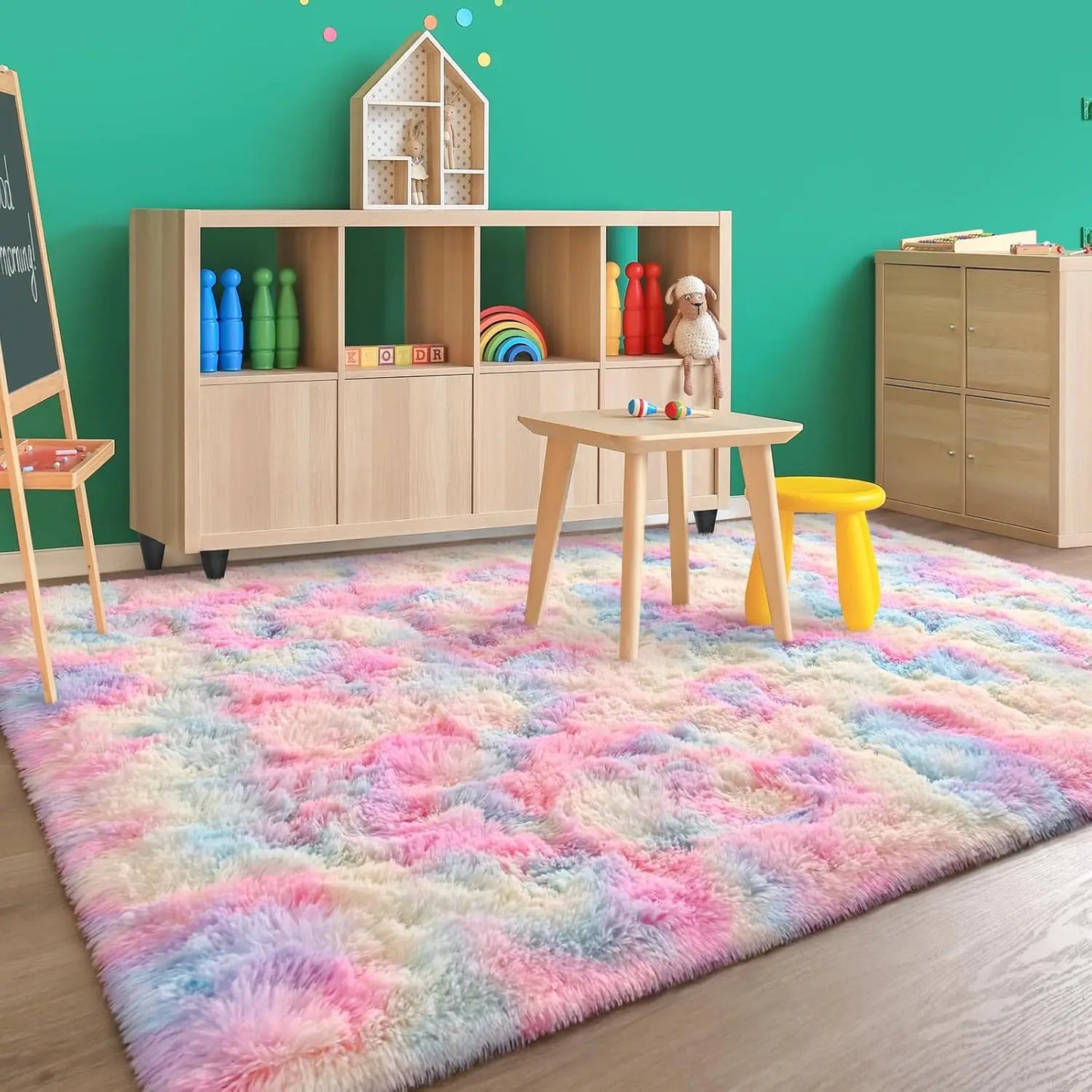 NOAHAS Soft Fluffy Rainbow Rugs for Girls