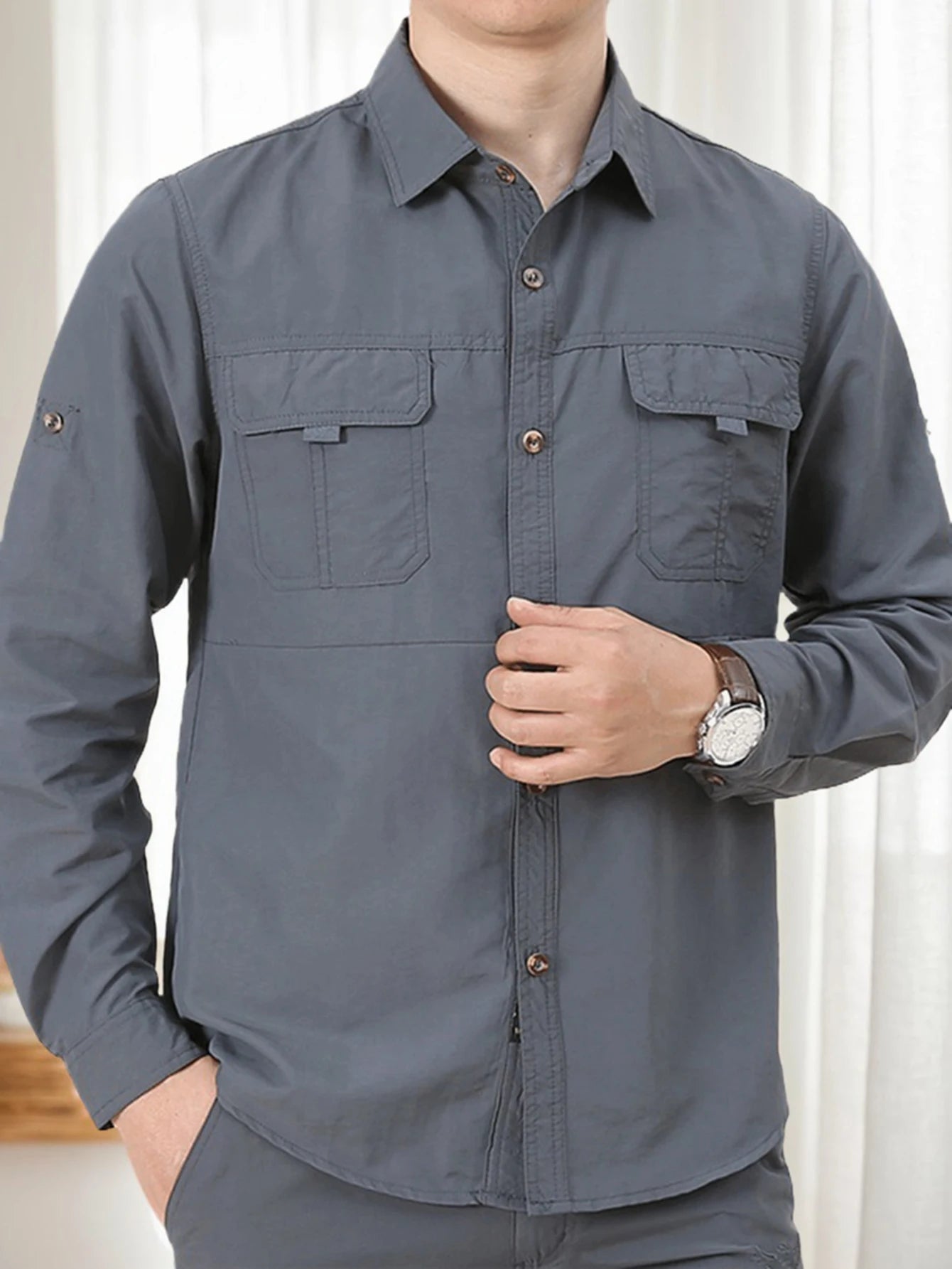Men's Outdoor Military Style Long Sleeve Shirt