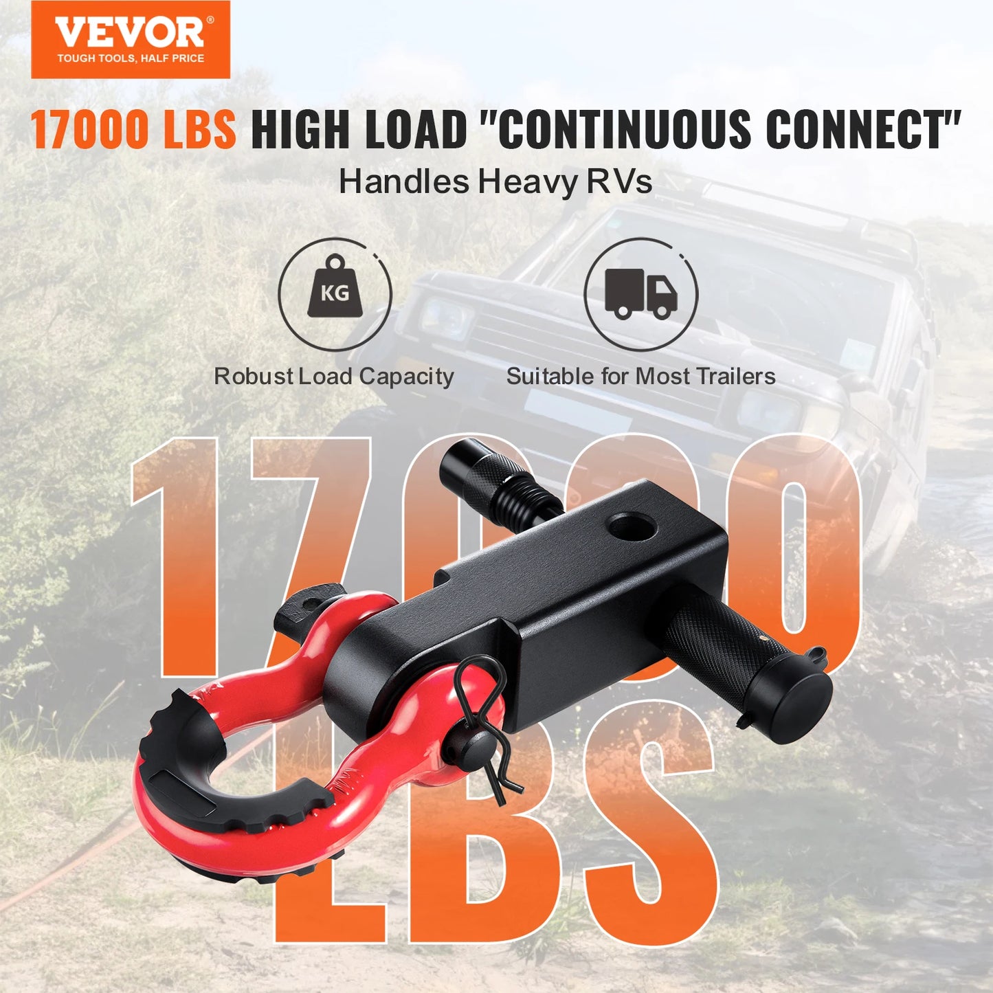 VEVOR 2" Shackle Hitch Receiver D-Ring