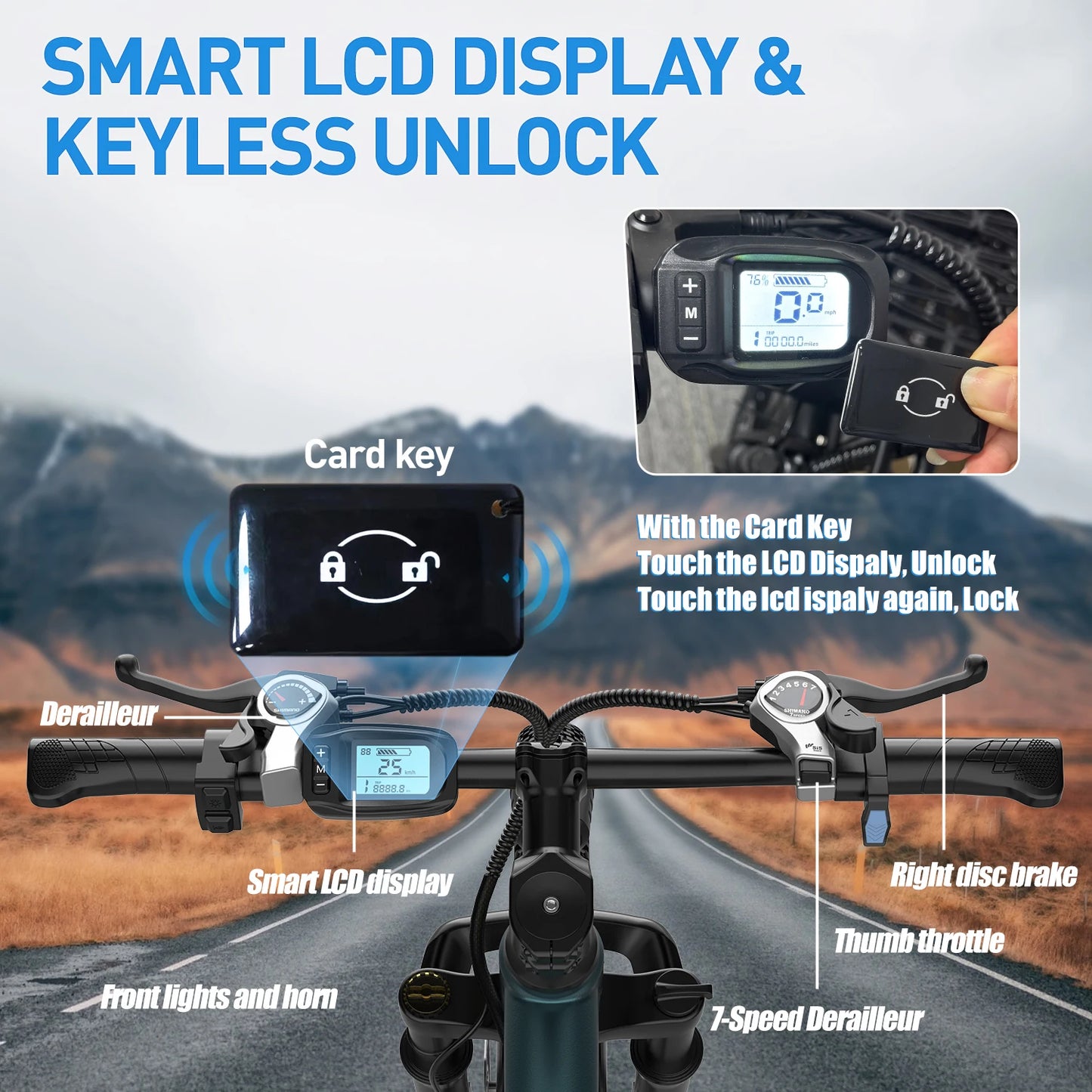 Electric Mountain Bike with 36V Battery, Peak 500W Motor, 21 Speed.