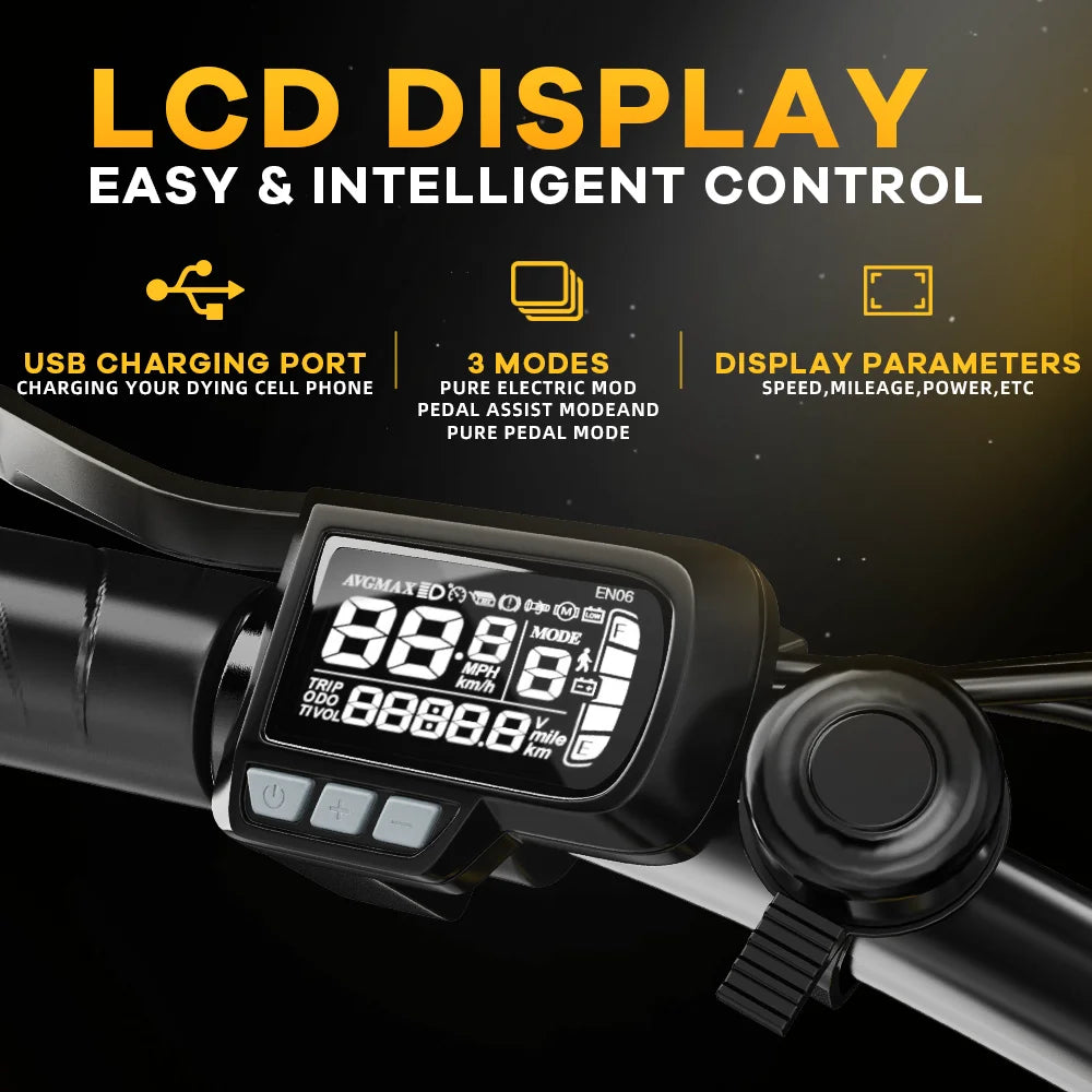 1000W Folding Electric Bike, 30+MPH, 80 Miles Max Range.