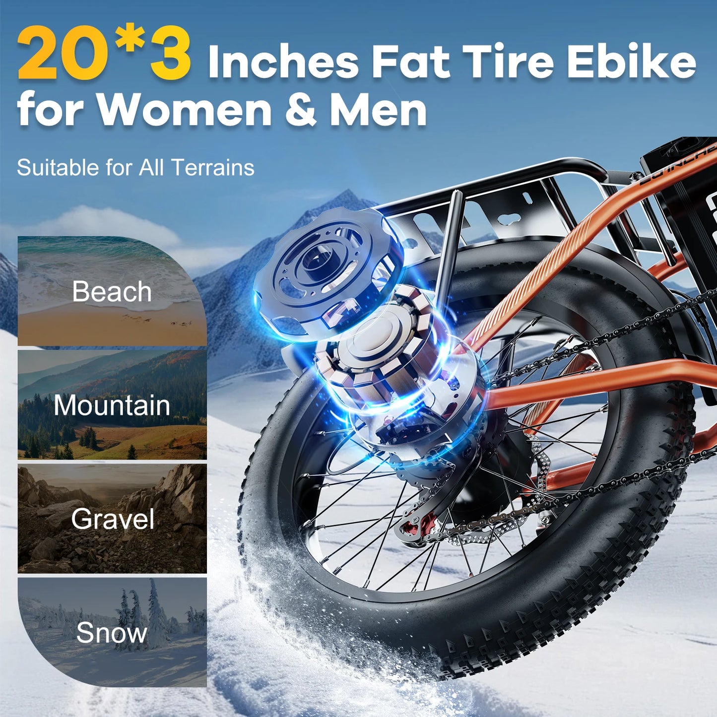 1000W Folding Electric Bike, 30+MPH, 80 Miles Max Range.