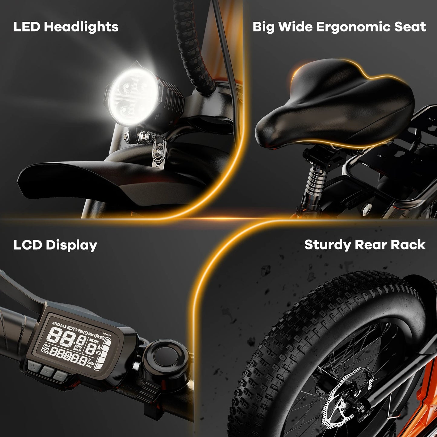1000W Folding Electric Bike, 30+MPH, 80 Miles Max Range.
