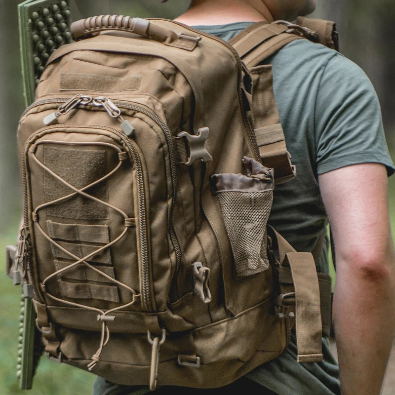 LQARMY 65L outdoor tactical backpack for men with large capacity, military-style hiking and camping rucksack, rugged outdoor gear