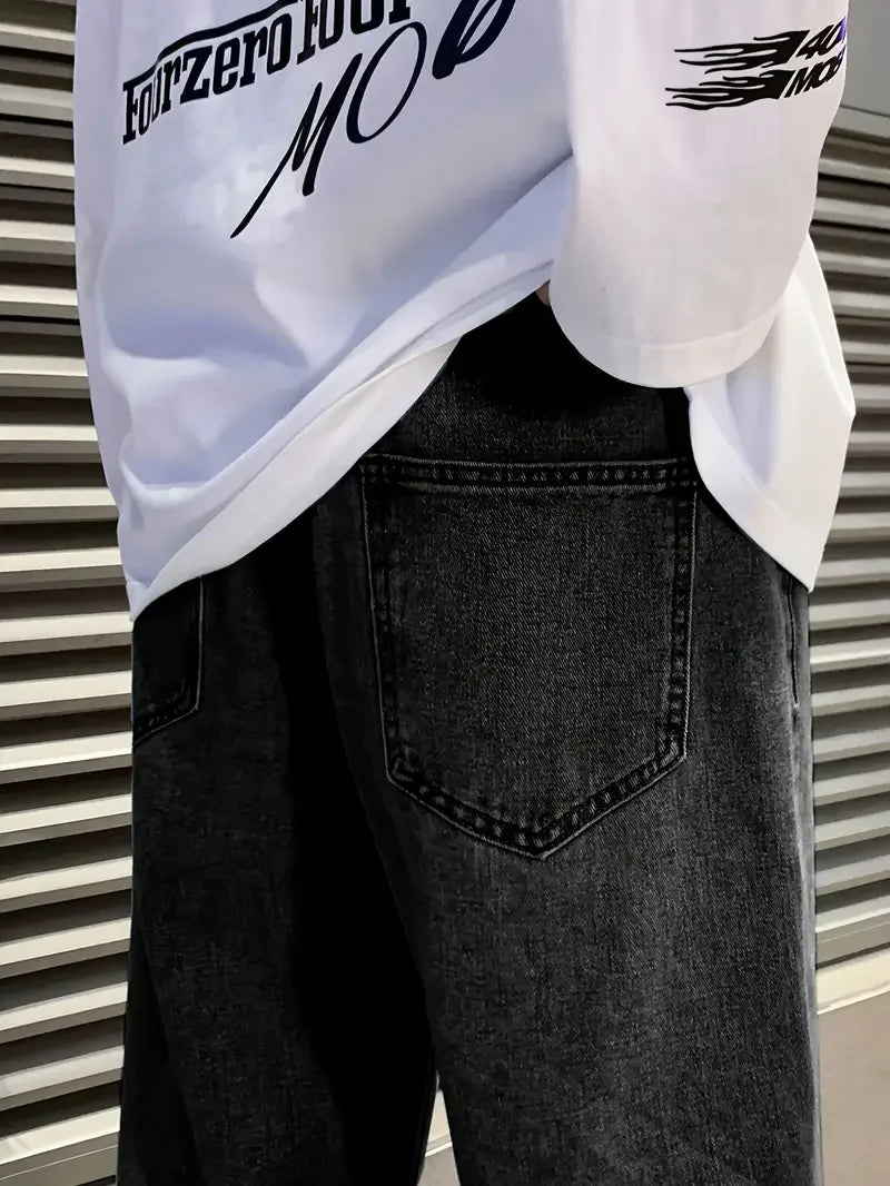 Men's casual wide-leg jeans from Your Outdoors n' More, featuring a classic fit with belt loops and front pockets.