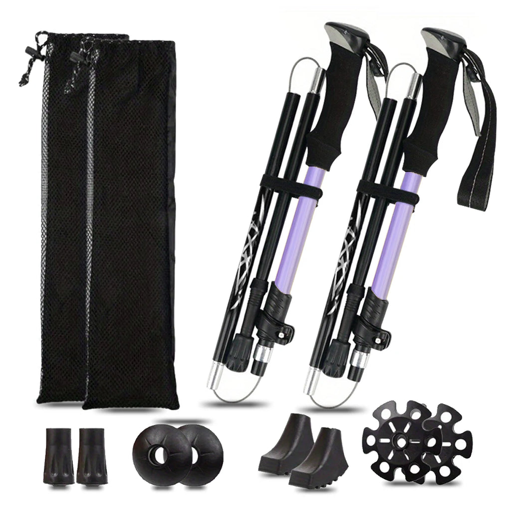 Ultralight Aluminum Alloy 5-Section Folding Trekking Pole.