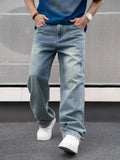 Men's Casual Straight Wash Jeans.