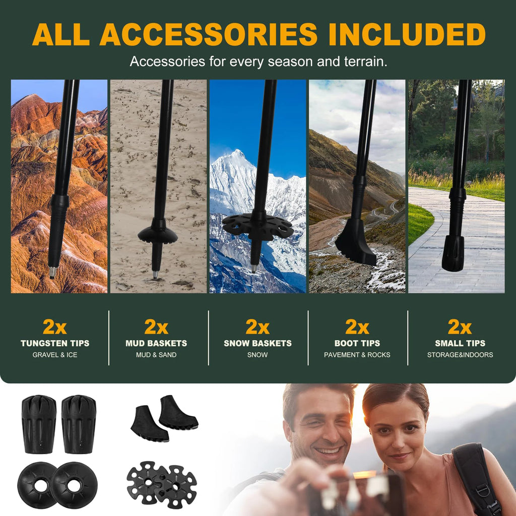 Ultralight Aluminum Alloy 5-Section Folding Trekking Pole.