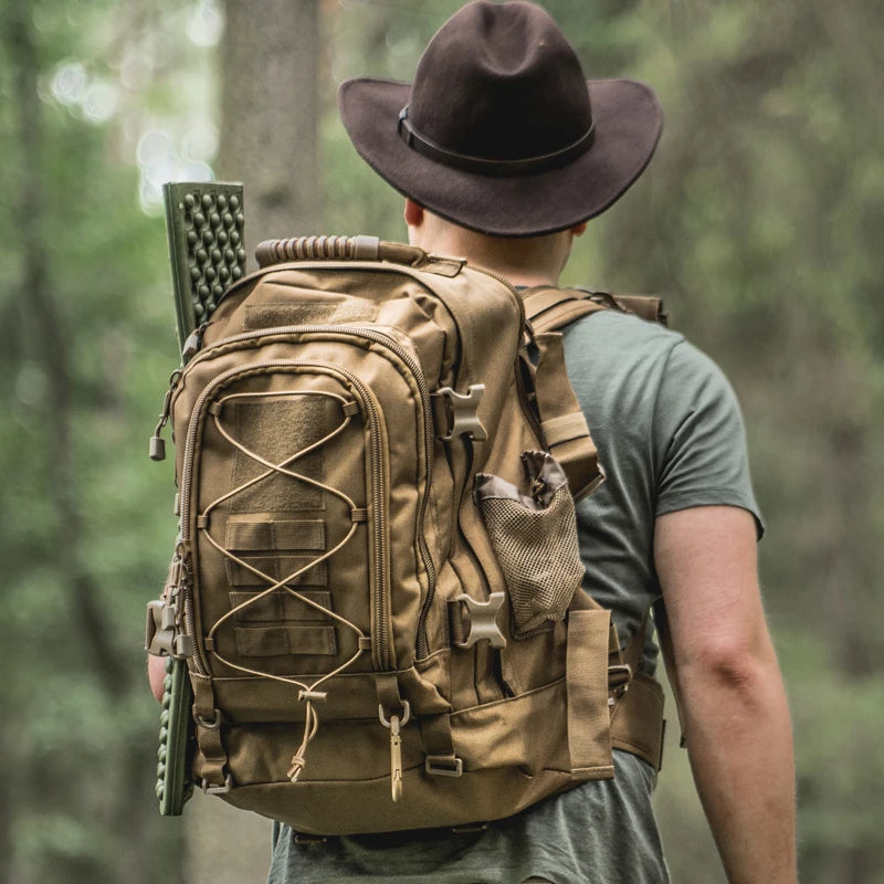 LQARMY 65L outdoor tactical backpack with multiple compartments, large capacity hiking and camping military army rucksack for men