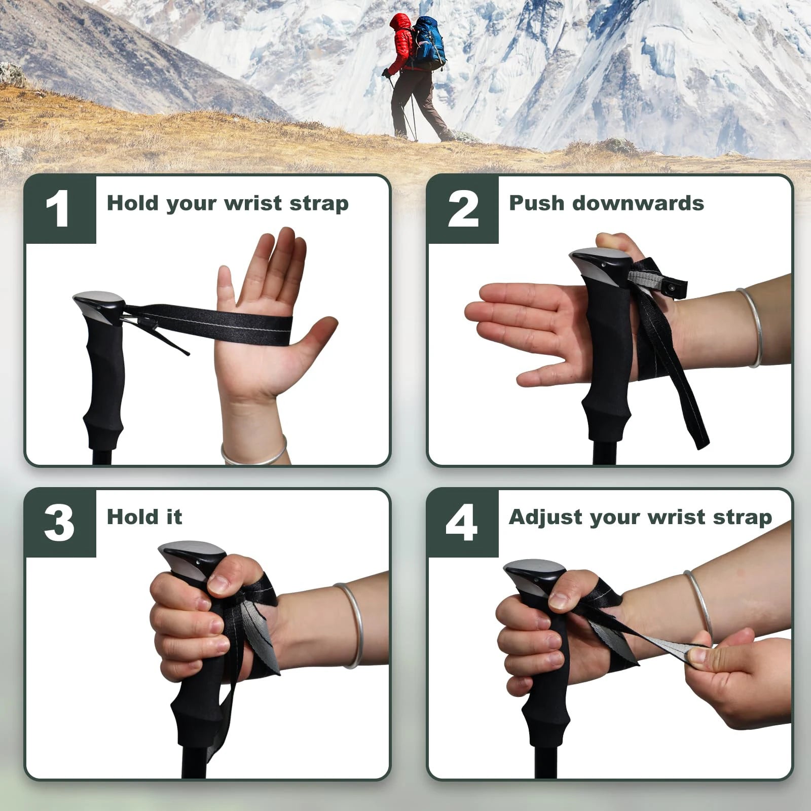 Ultralight Aluminum Alloy 5-Section Folding Trekking Pole.