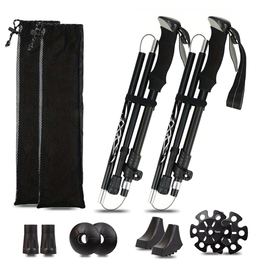 Ultralight Aluminum Alloy 5-Section Folding Trekking Pole.