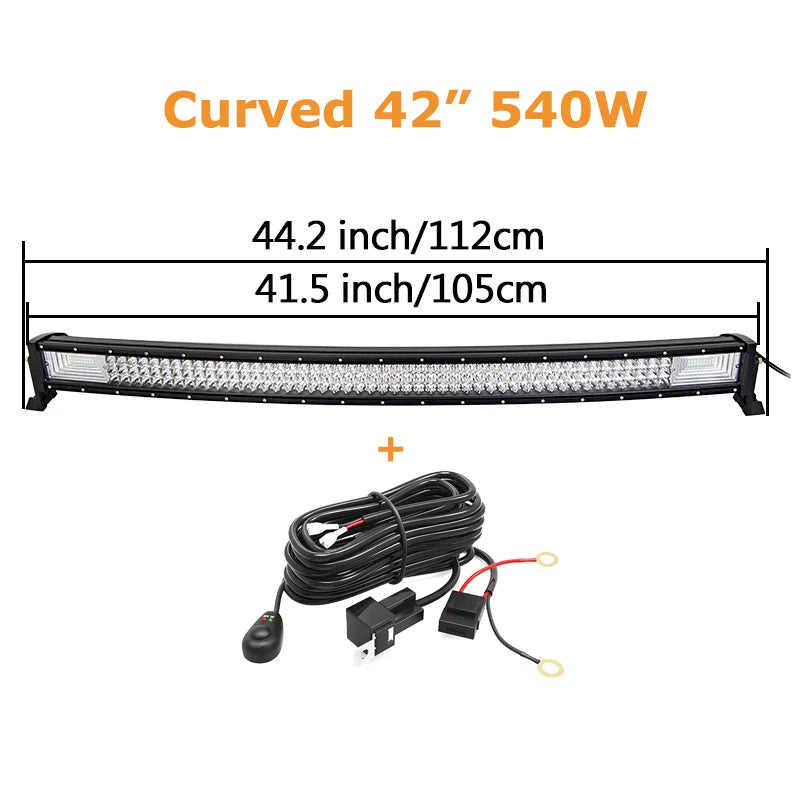 LED light bar by Your Outdoors n' More, available in 22, 32, 42, 52-inch sizes, featuring 675W and 540W options for off-road lighting.