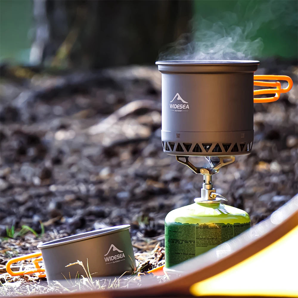 Outdoor camping cookware set with 1.3L and 2.3L pots from Your Outdoors n' More, ideal for outdoor cooking and camping trips.