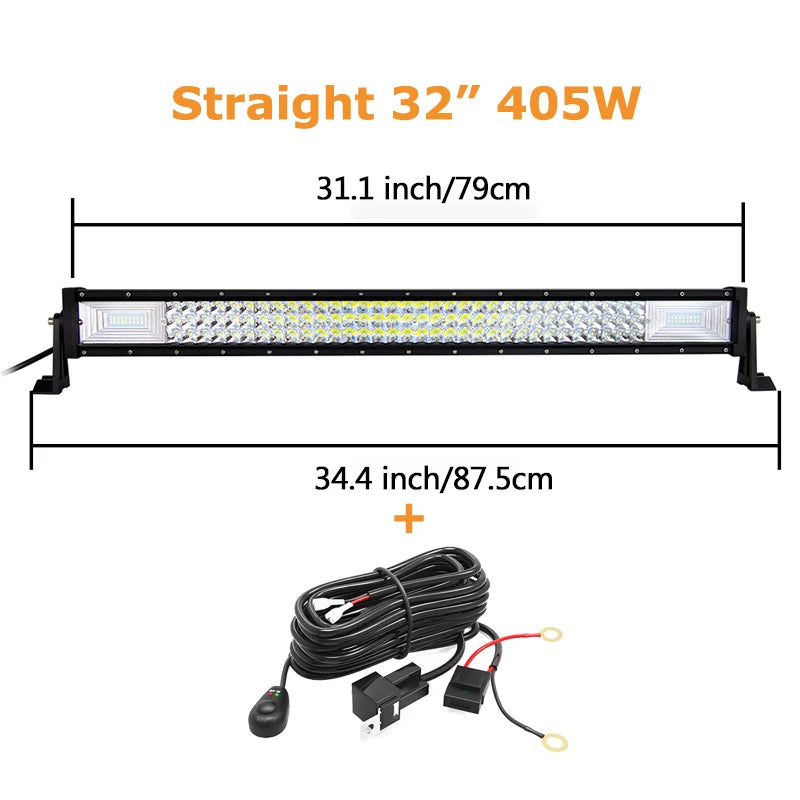 Outdoor LED light bar in curved and straight styles, 22 to 52 inches, 675W and 540W from Your Outdoors n' More, bright illumination