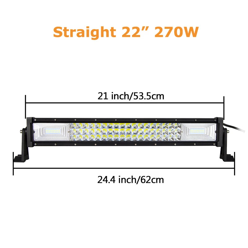 LED light bar by Your Outdoors n' More, available in 22, 32, 42, 52 inches, with 675W or 540W brightness, curved or straight design