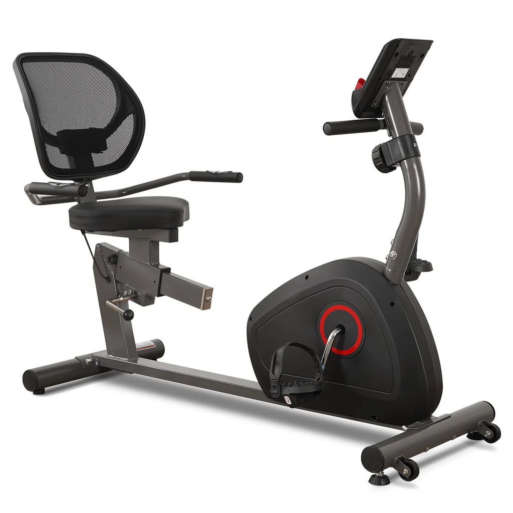 Recumbent exercise bike from Your Outdoors n' More, featuring a comfortable seat and digital display for home workout sessions.