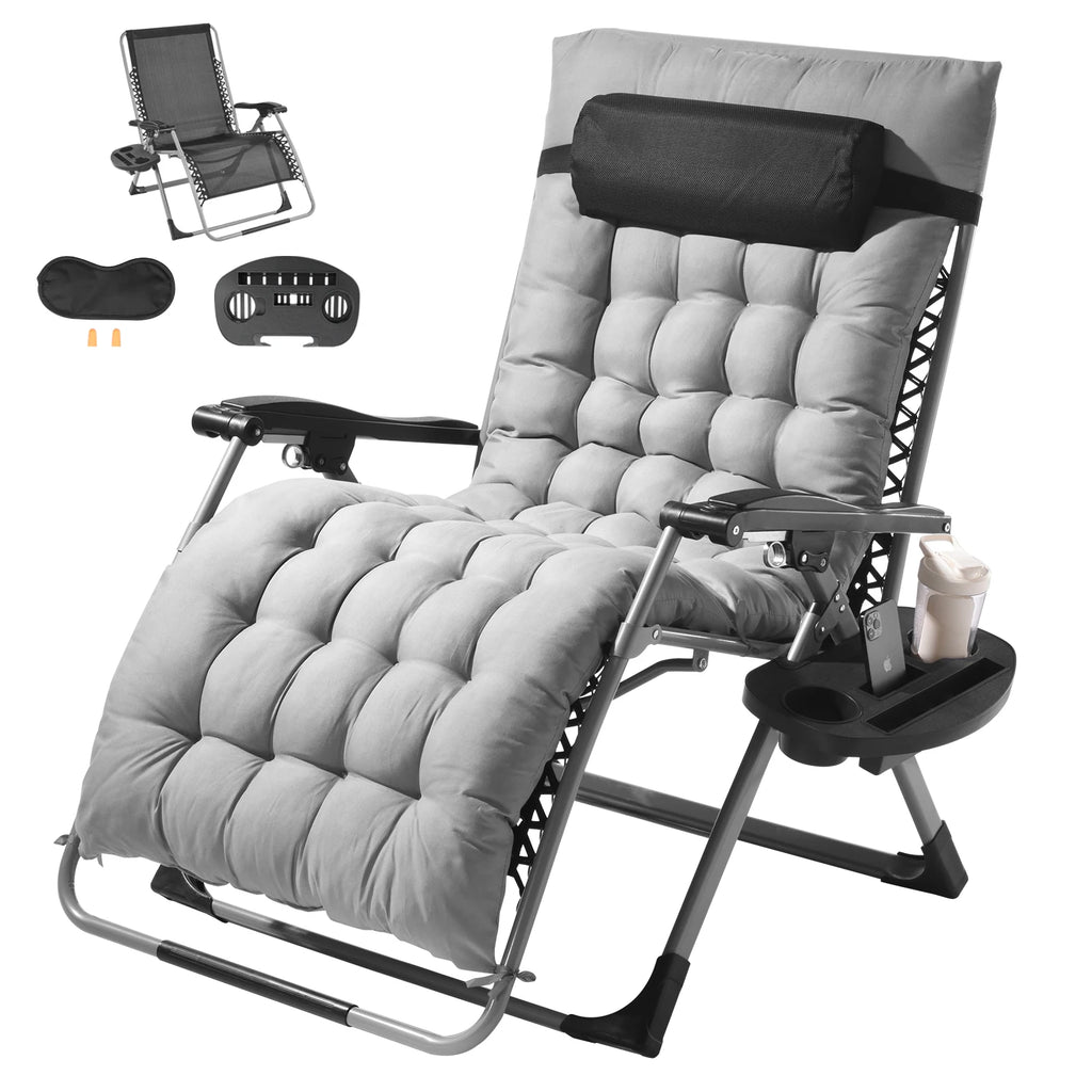 Your Outdoors n' More Zero Gravity Chair Recliner showing a comfortable black metal frame and padded seat for outdoor relaxation.