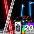 Two 4-foot spiral LED whip lights with remote control from Your Outdoors n' More, featuring colorful, flexible LED light tubes.
