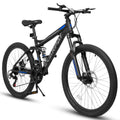 Ecarpat dual full suspension mountain bike with 24-27.5 inch wheels, 21-speed gears, disc brakes for men, women, and teens.