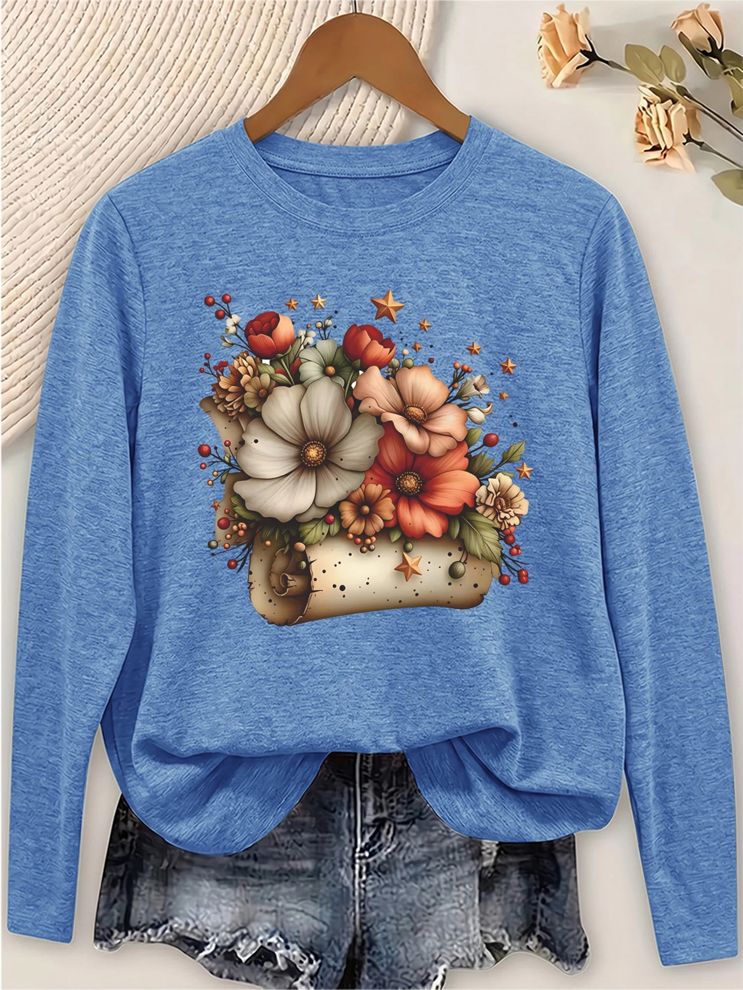 Women's Casual Long Sleeve Round Neck T-Shirt.