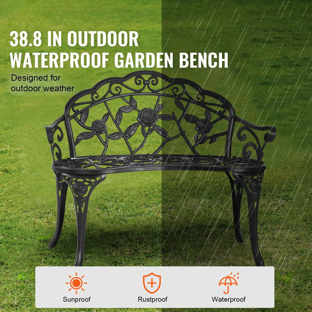 Wooden Metal Garden Bench for Outdoors.