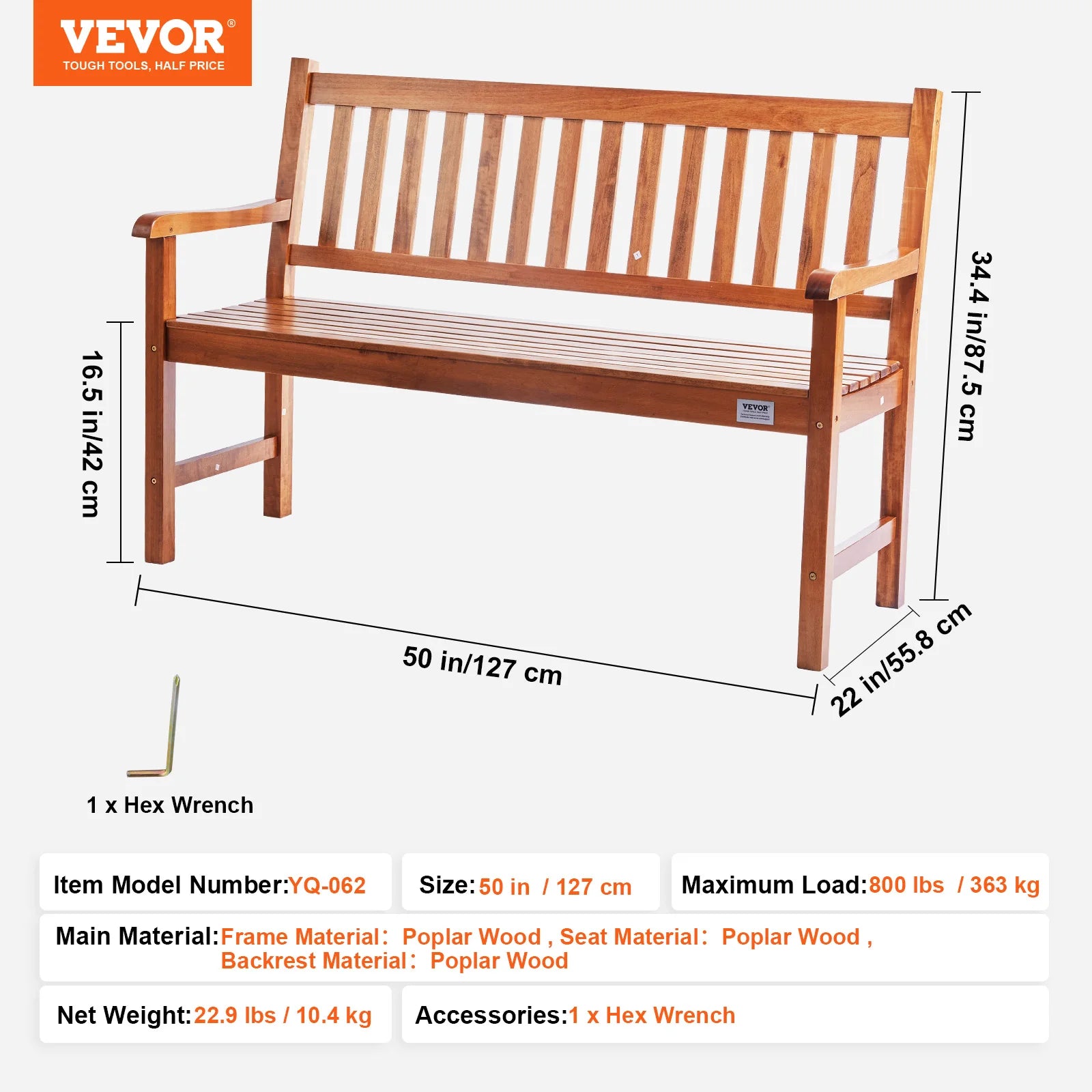 Wooden and metal garden bench by Your Outdoors n' More, suitable for outdoor seating and garden decor.