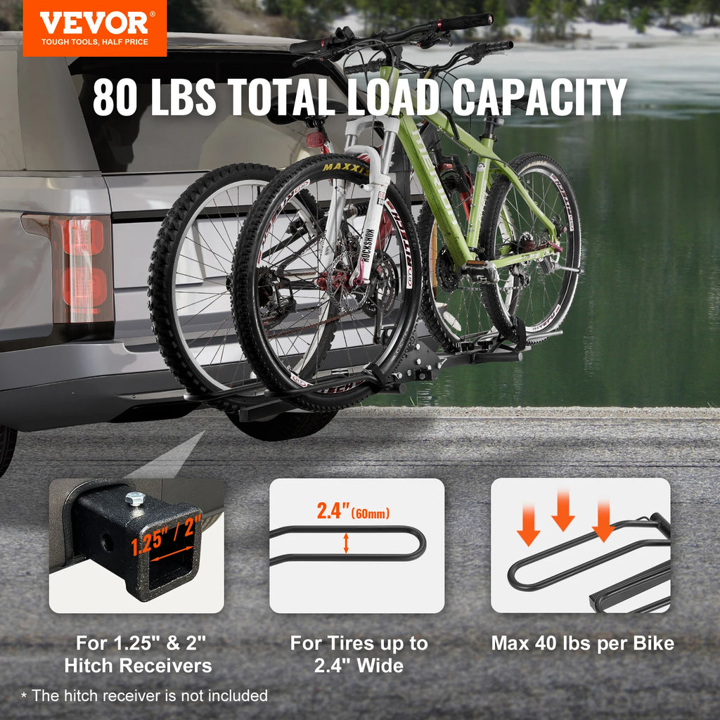 Two-bike hitch mount rack by Your Outdoors n' More, showing the sturdy platform and metal frame against a neutral background.