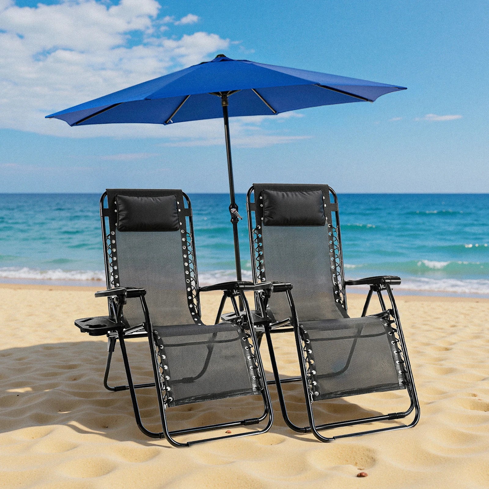 Set of two Your Outdoors n' More zero gravity portable recliners with adjustable positions and comfortable fabric.
