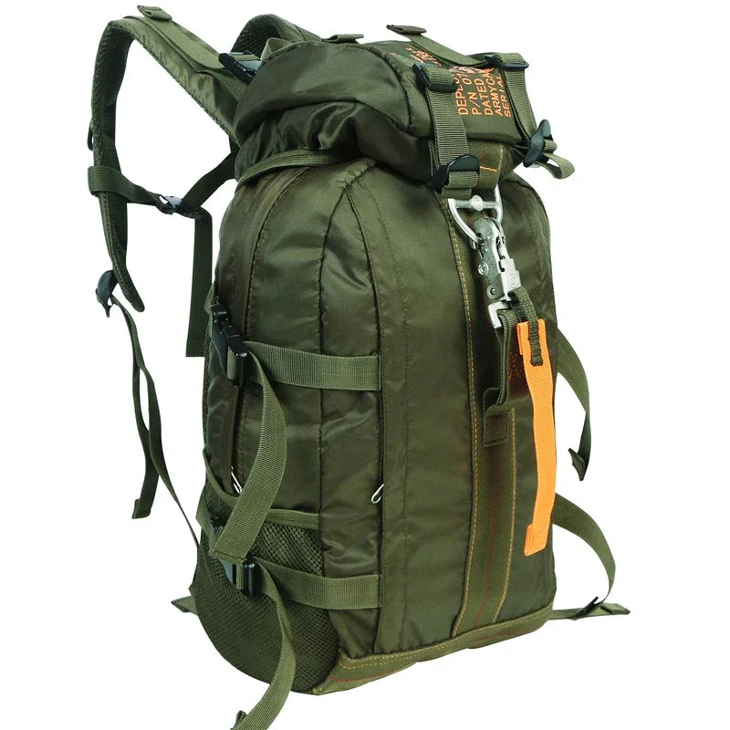 Travel hiking backpack by Your Outdoors n' More with multiple compartments, padded straps, and durable fabric for outdoor adventures.