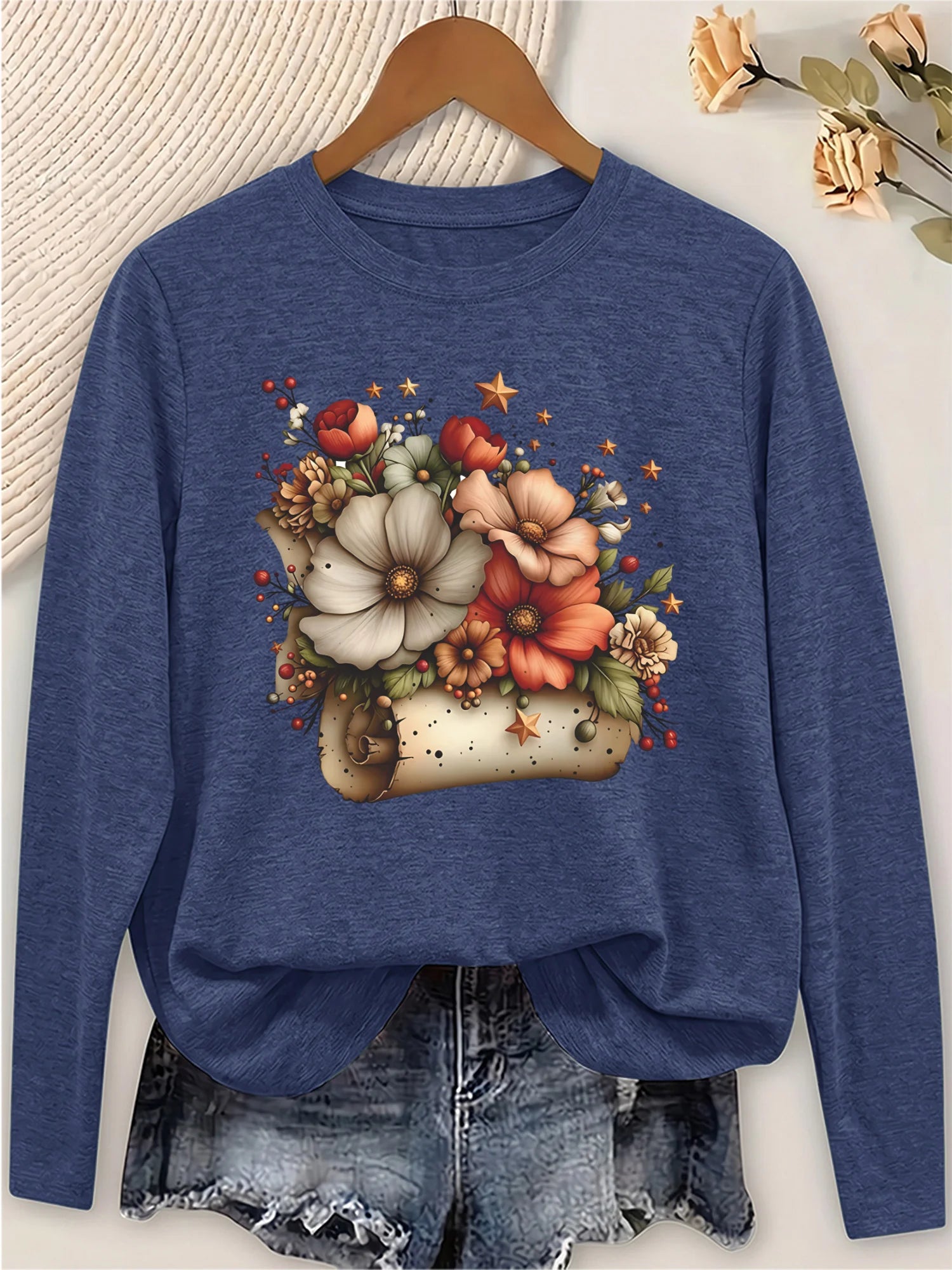 Women's Casual Long Sleeve Round Neck T-Shirt.