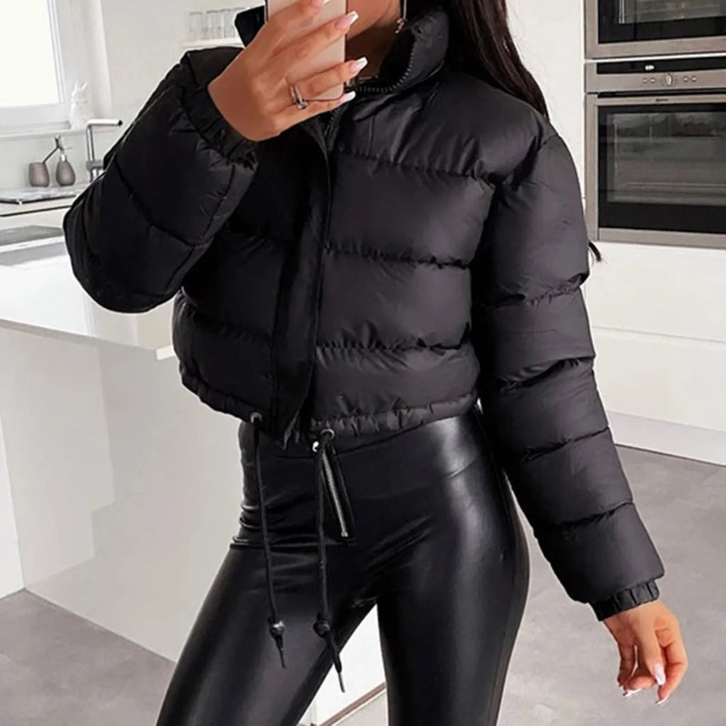 Women Long Sleeved Cropped Parkas.