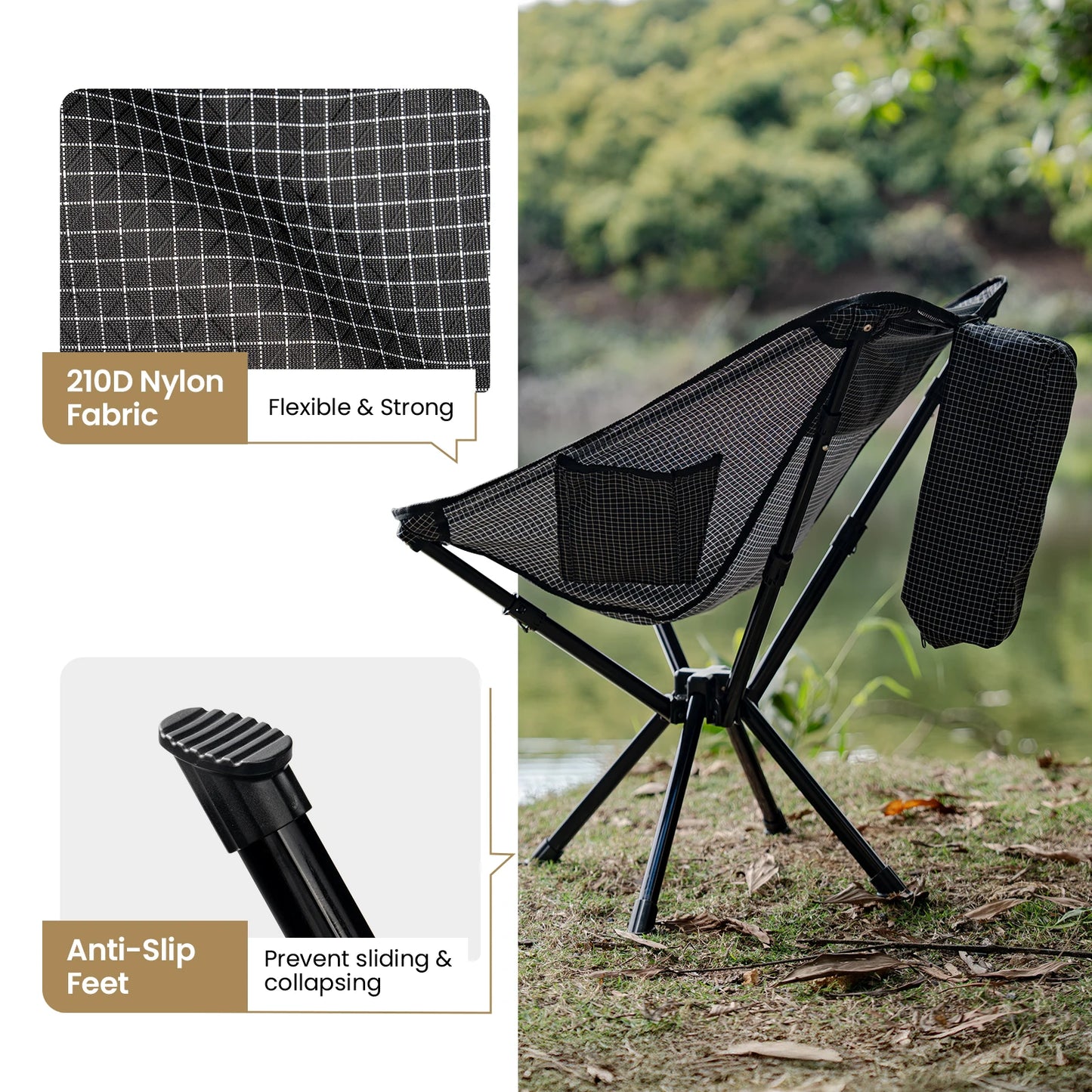 Folding Camping Chair with Side Pocket.