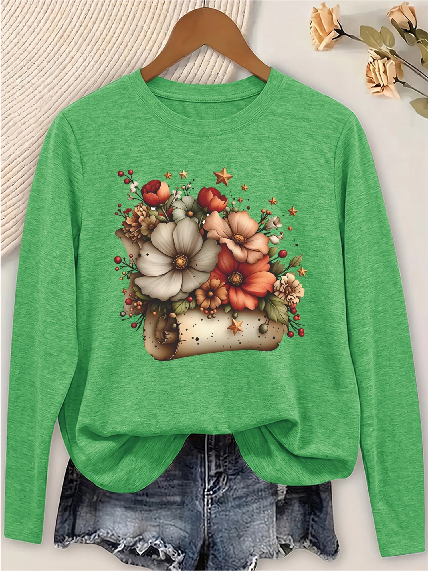 Women's Casual Long Sleeve Round Neck T-Shirt.