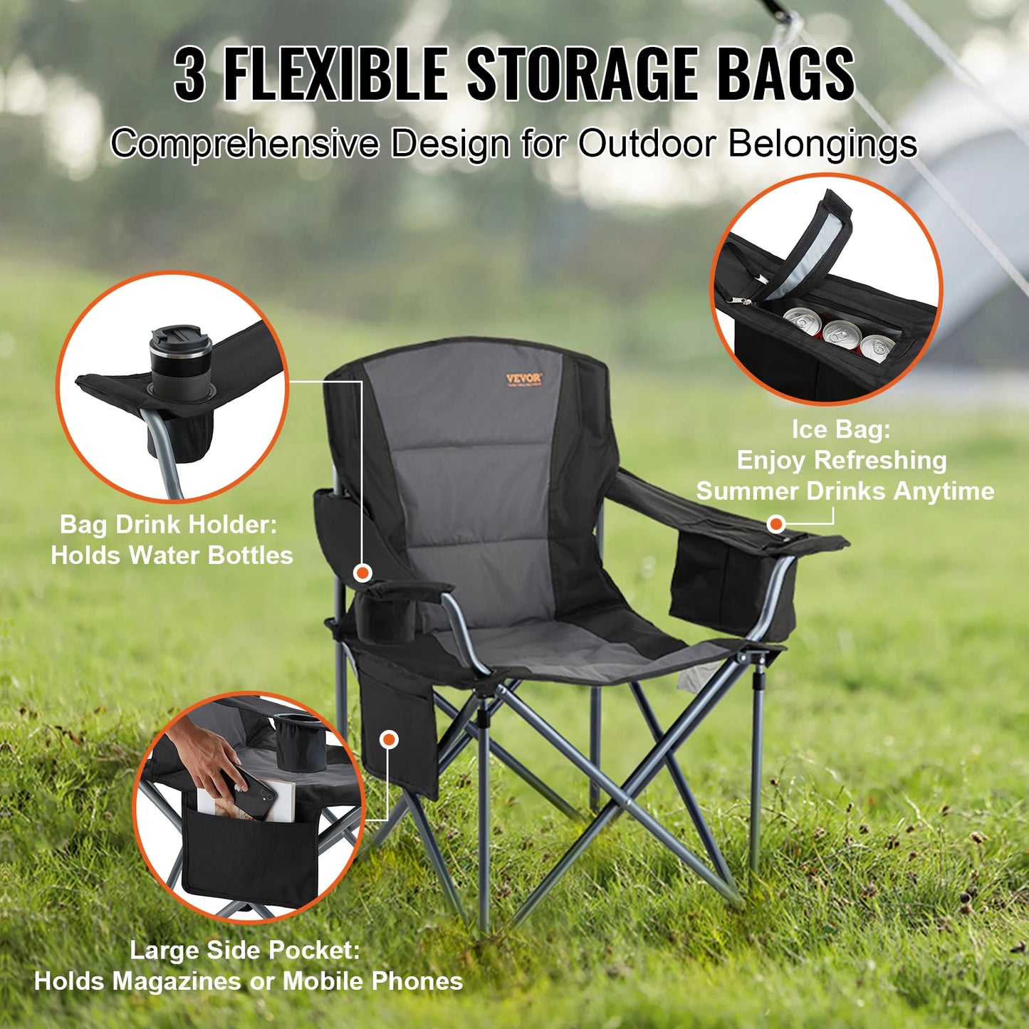 Outdoor Camping Chair 350lbs High Load.