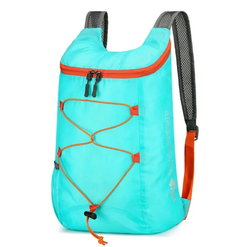 Outdoor folding backpack by Your Outdoors n' More, showing compact, multifunctional design with adjustable straps and durable material.