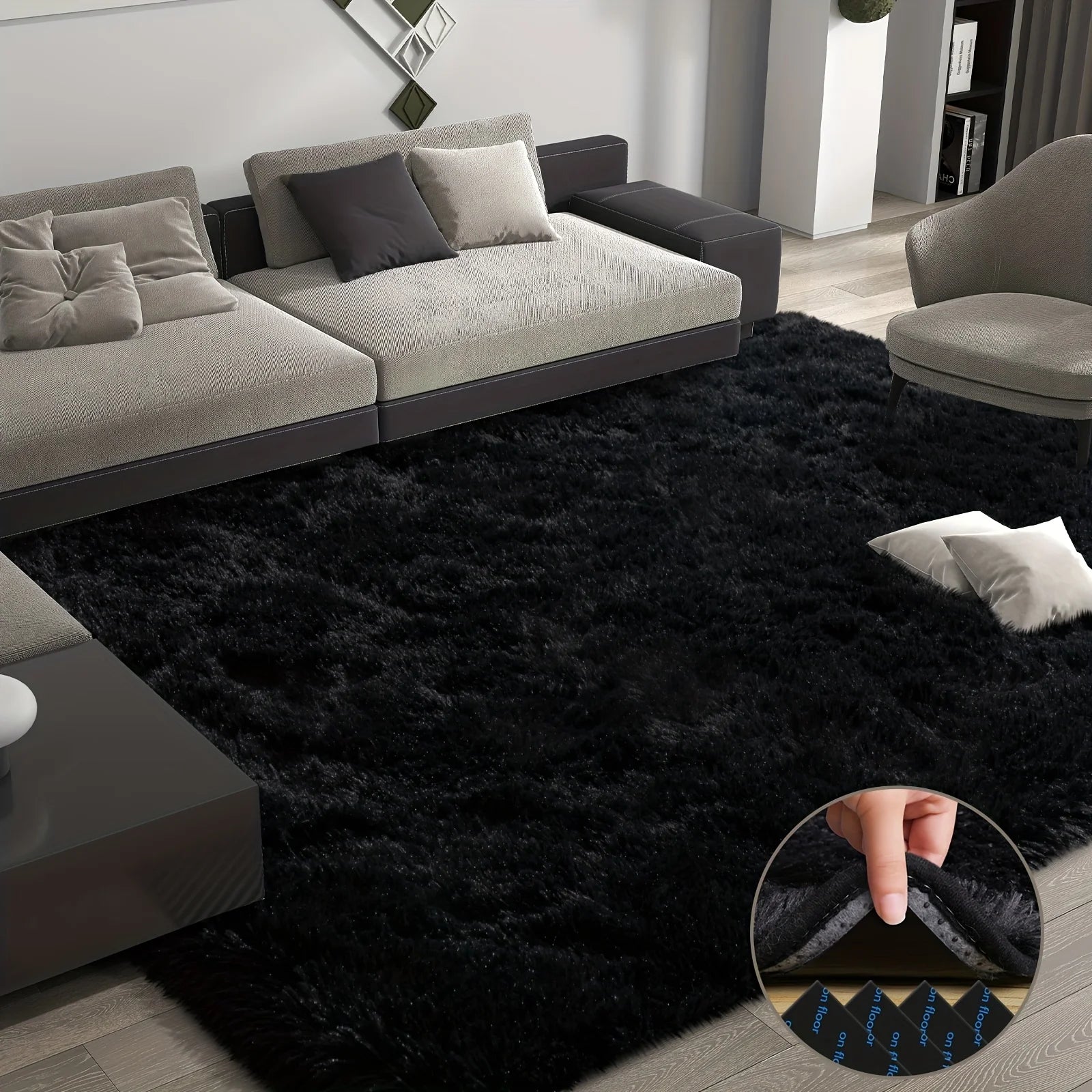Large plush area rug.