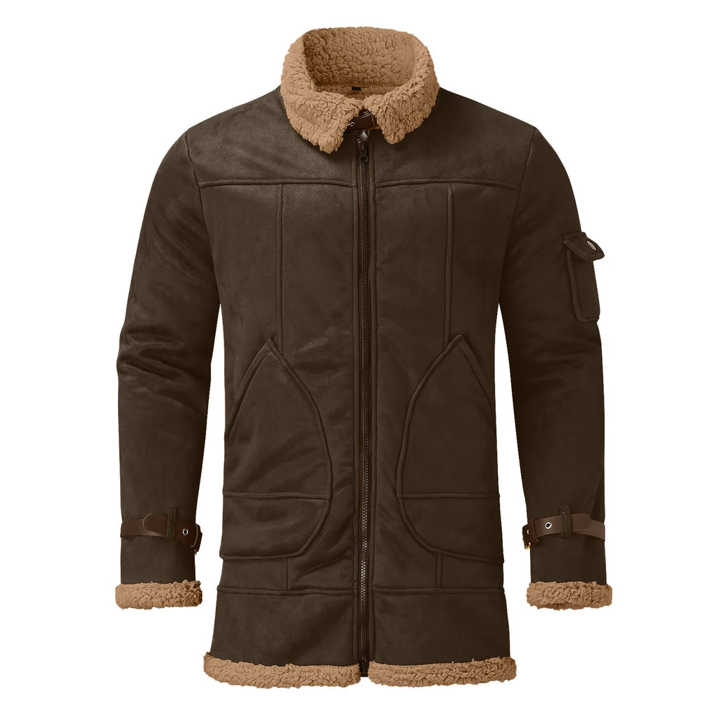 Men Plus Size Winter Scrub Leather Jackets Long Sleeve Fleece Lined Leather Jacket Vintage Thicken Padded Windbreaker Outwears