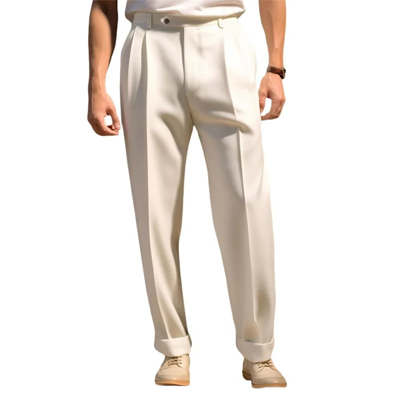 Men's fit dress pants from Your Outdoors n' More, showing the tailored waistband and smooth fabric for a professional look.