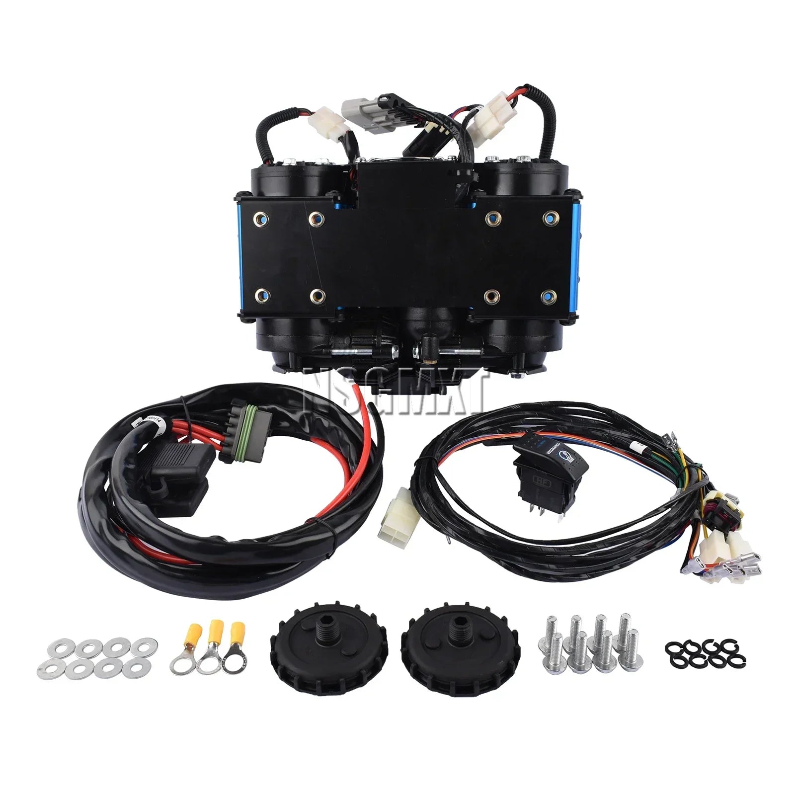 Twin Air Compressor High Output from Your Outdoors n' More, showing compact design and control panel for powerful air compression.