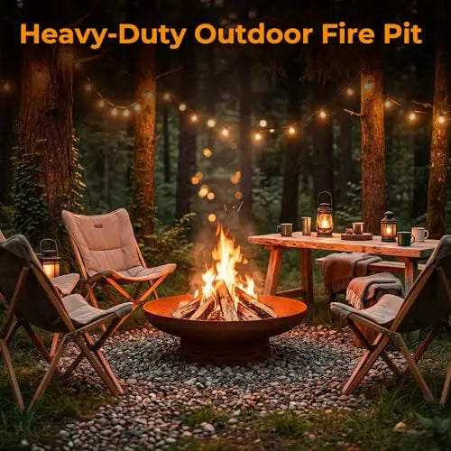 27.5 Inch Round Outdoor Wood Burning Fire Pit.