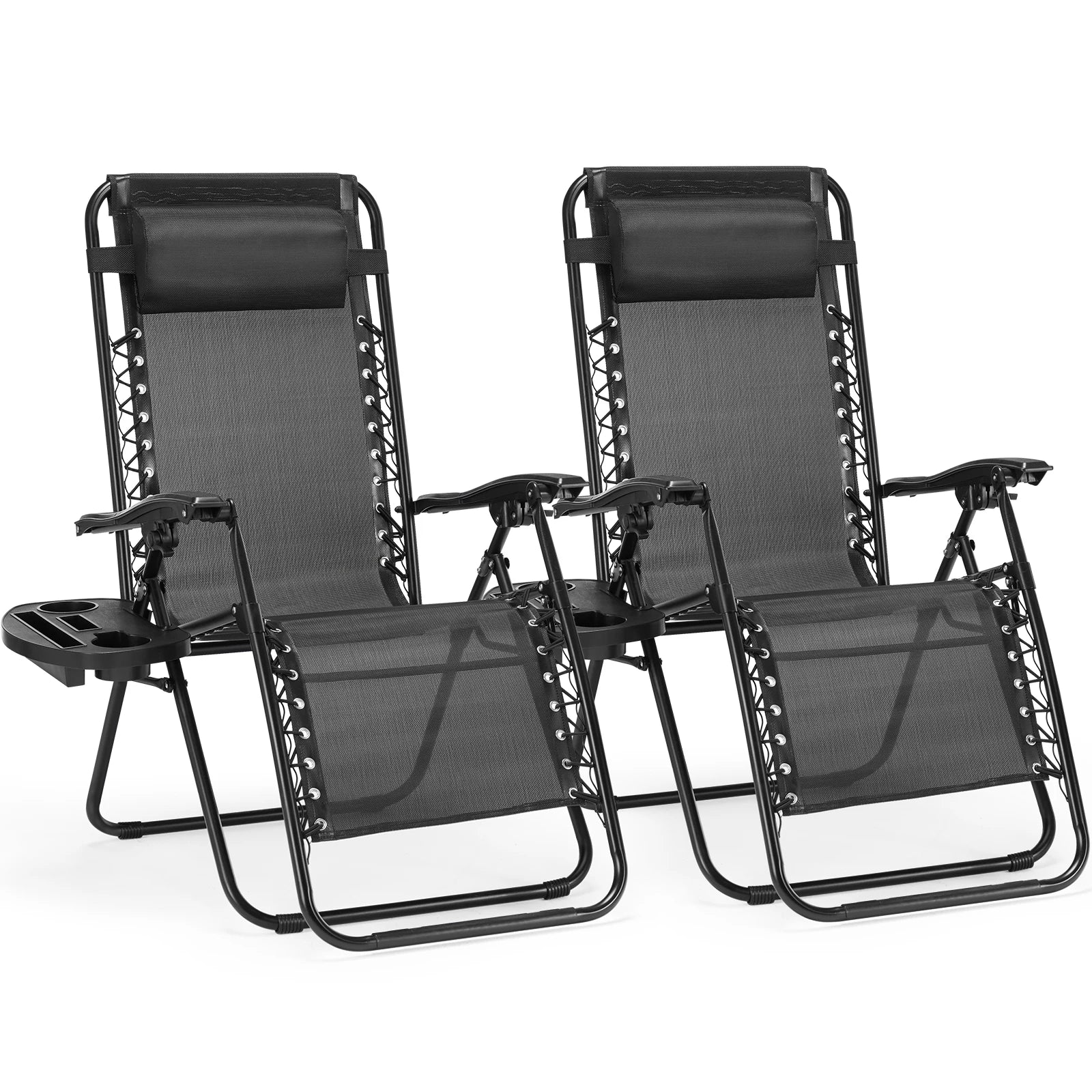 Set of 2 portable zero gravity recliners by Your Outdoors n' More, comfortable outdoor lounge chairs with adjustable positions.