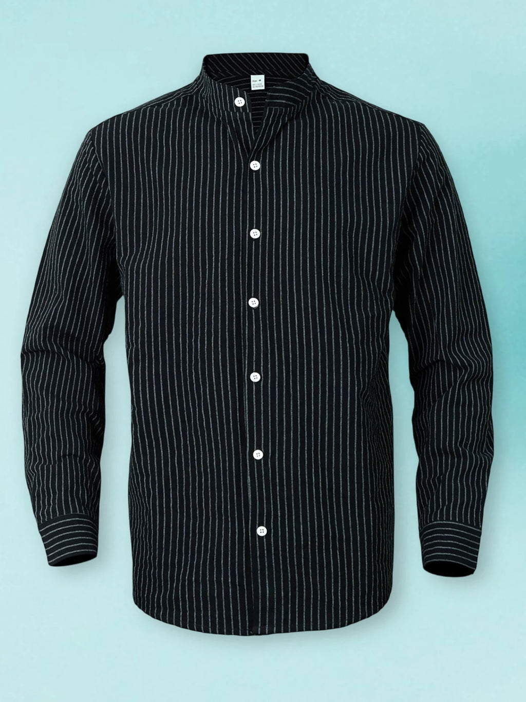 Men's striped solid color button-down shirt with long sleeves by Your Outdoors n' More, shown in a close-up view.