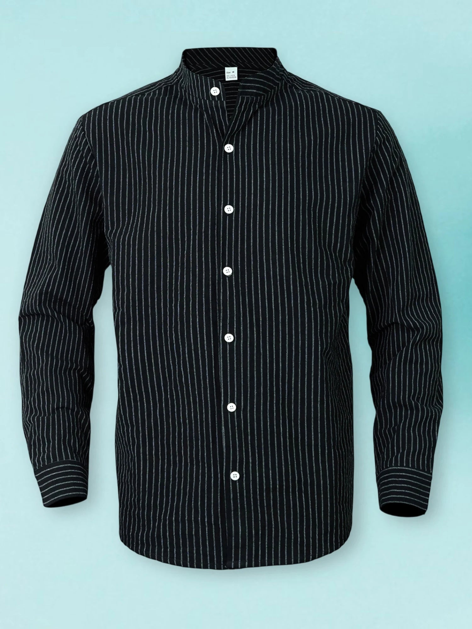 Men's striped solid color button-down shirt with long sleeves by Your Outdoors n' More, shown in a close-up view.