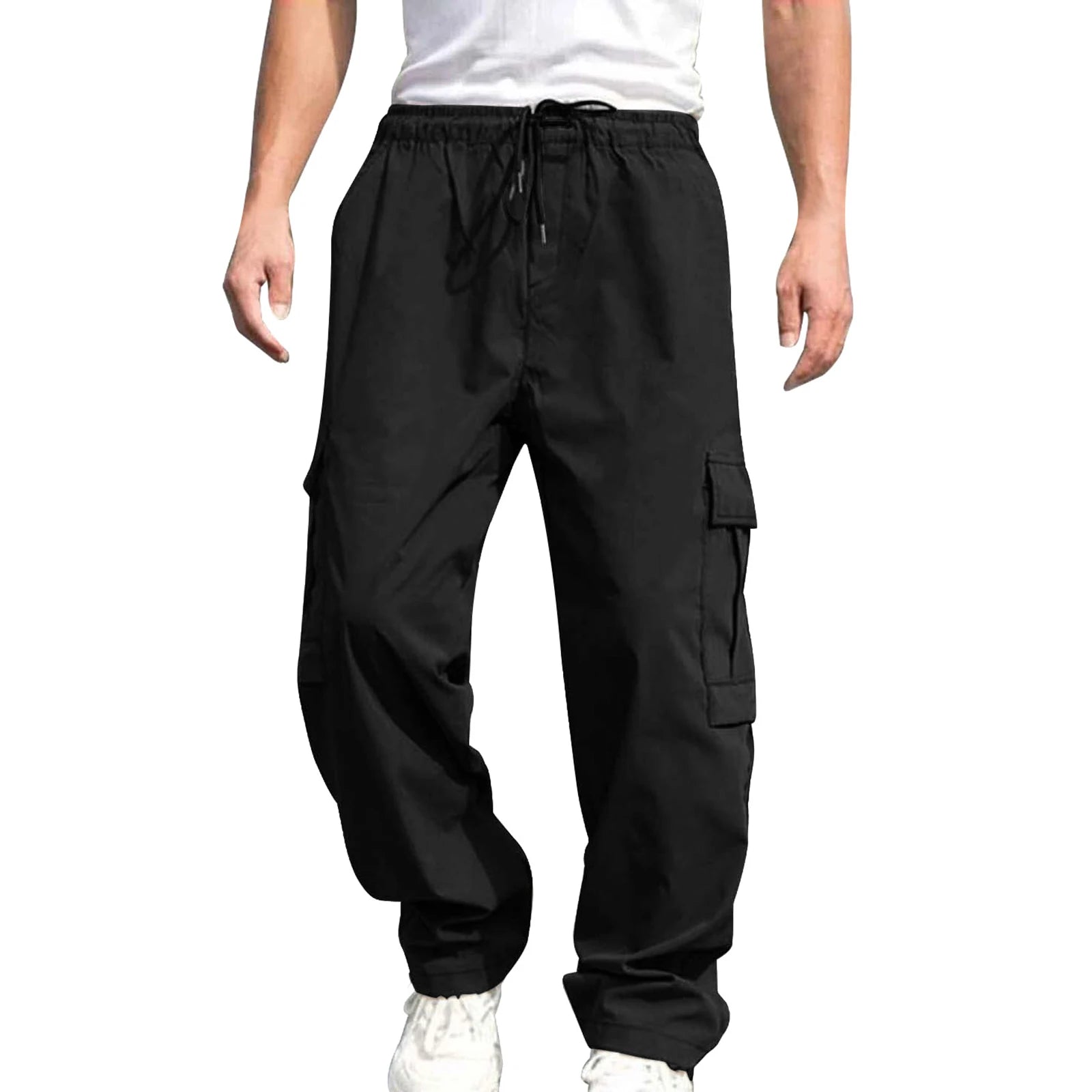 Men's loose cargo long pants by Your Outdoors n' More, showing durable fabric and multiple side pockets for outdoor wear.