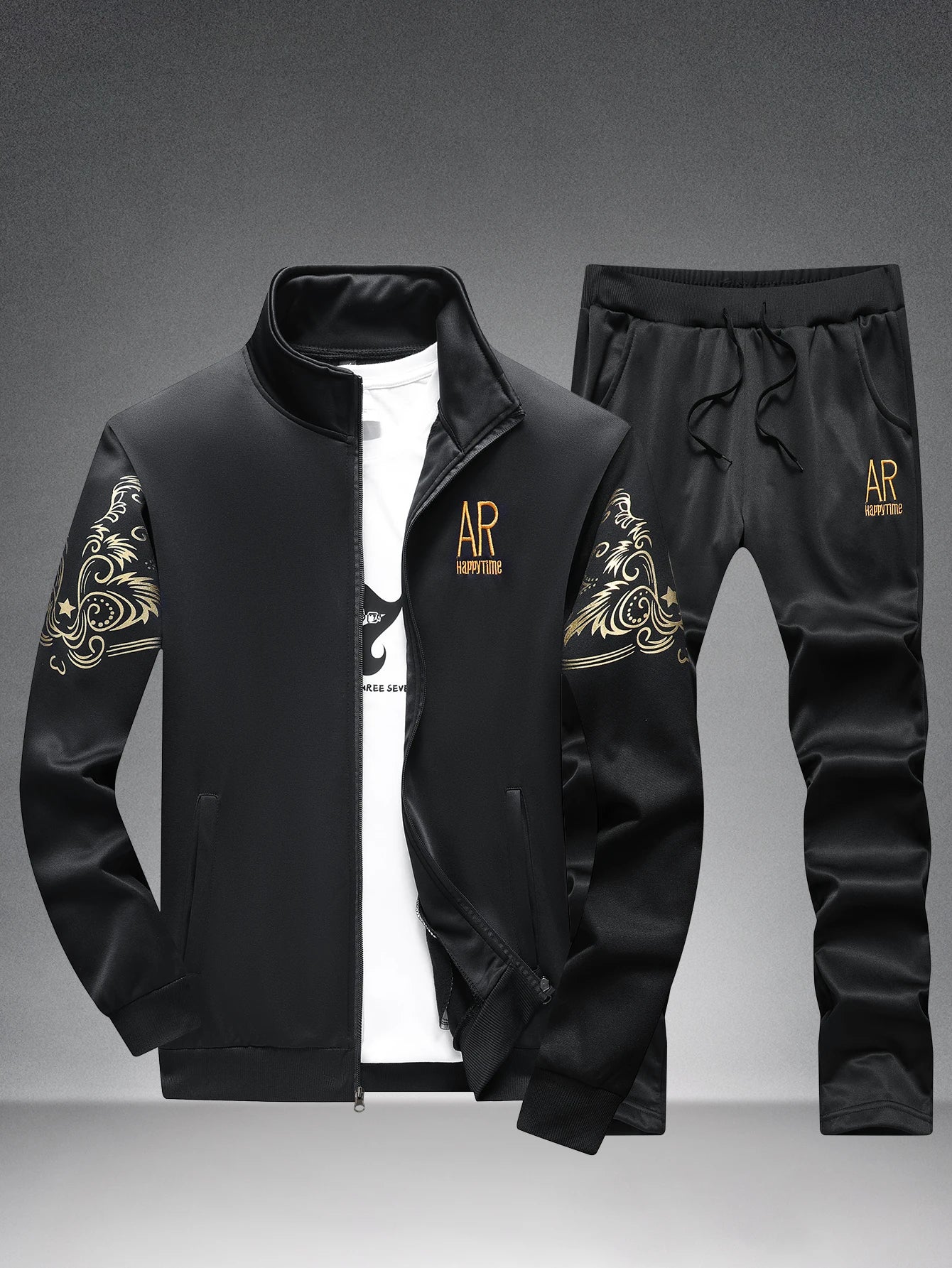 Men's casual stand-collar sports suit by Your Outdoors n' More, featuring a comfortable fit and stylish design.