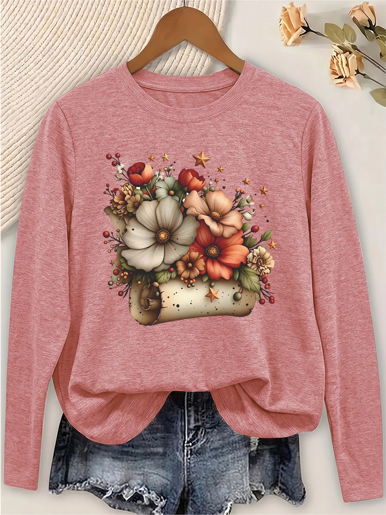 Women's Casual Long Sleeve Round Neck T-Shirt.