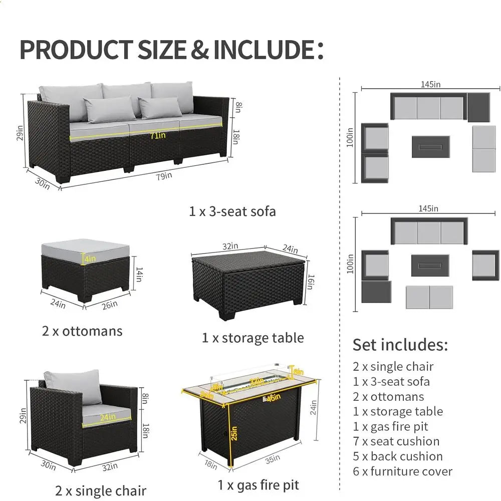 Outdoor Patio Furniture Set with 7 Pieces.
