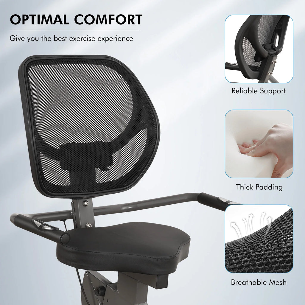 Recumbent exercise bike for home use by Your Outdoors n' More, with adjustable seat and digital display for comfortable workouts.