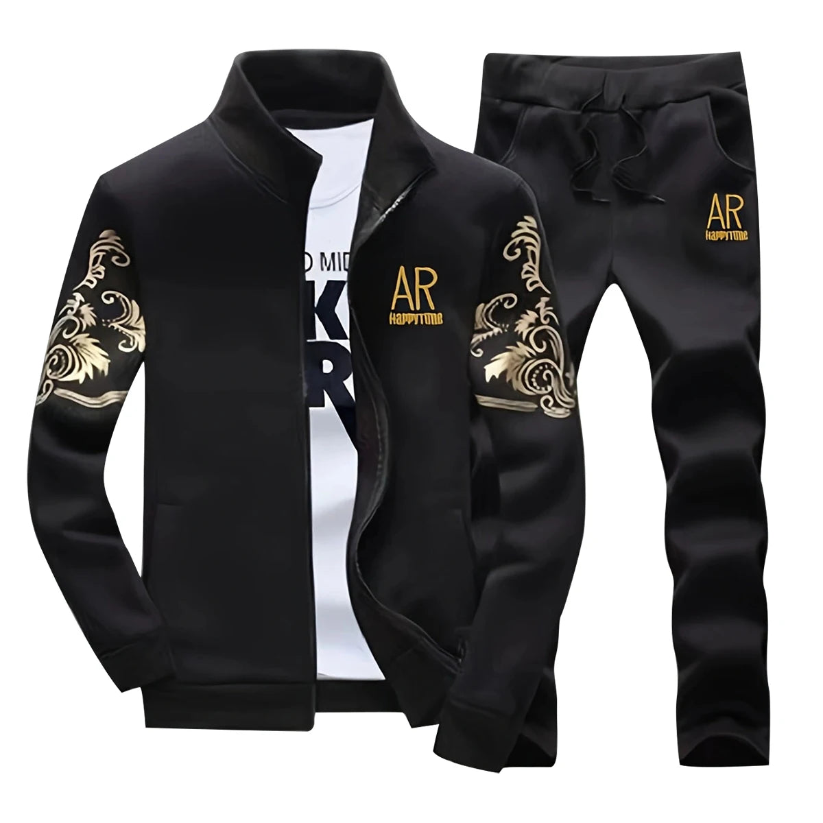 Men's casual stand-collar sports suit in navy, featuring a comfortable fit and sporty design by Your Outdoors n' More.