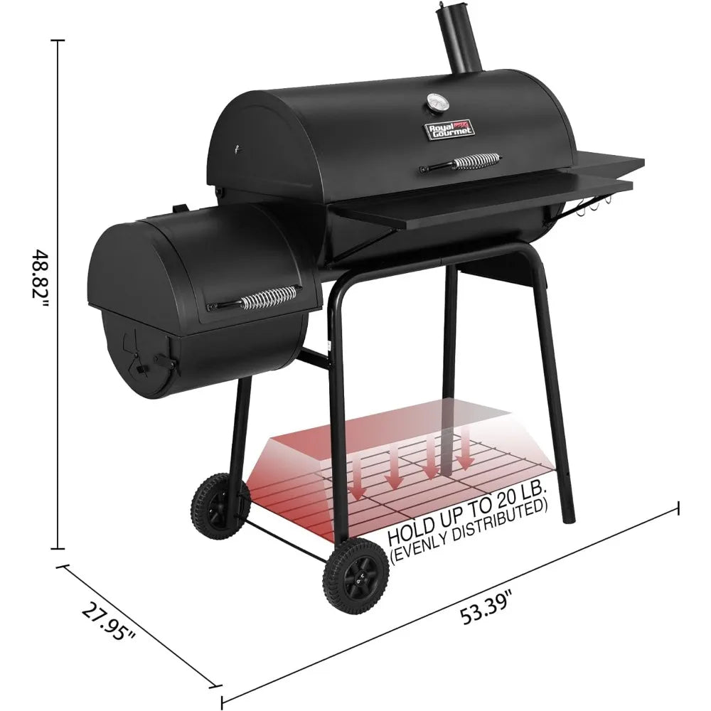 30" BBQ Charcoal Grill and Offset Smoker